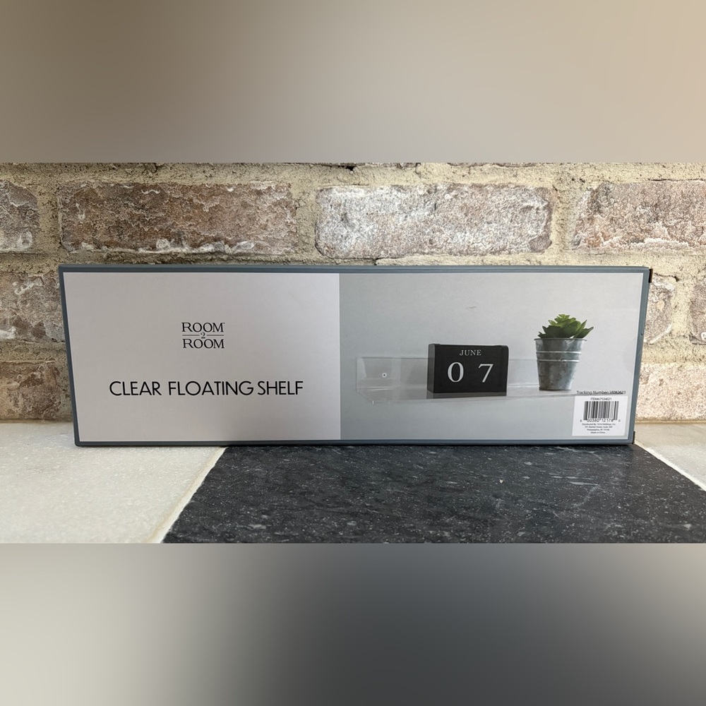 Room 2 Room Clear Floating Shelf 15.75 x 4.84 x 2.25”